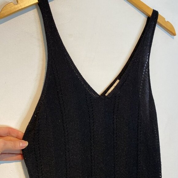 NWT Hunter and Brown pointelle black metallic maxi tank dress size medium - Picture 3 of 9
